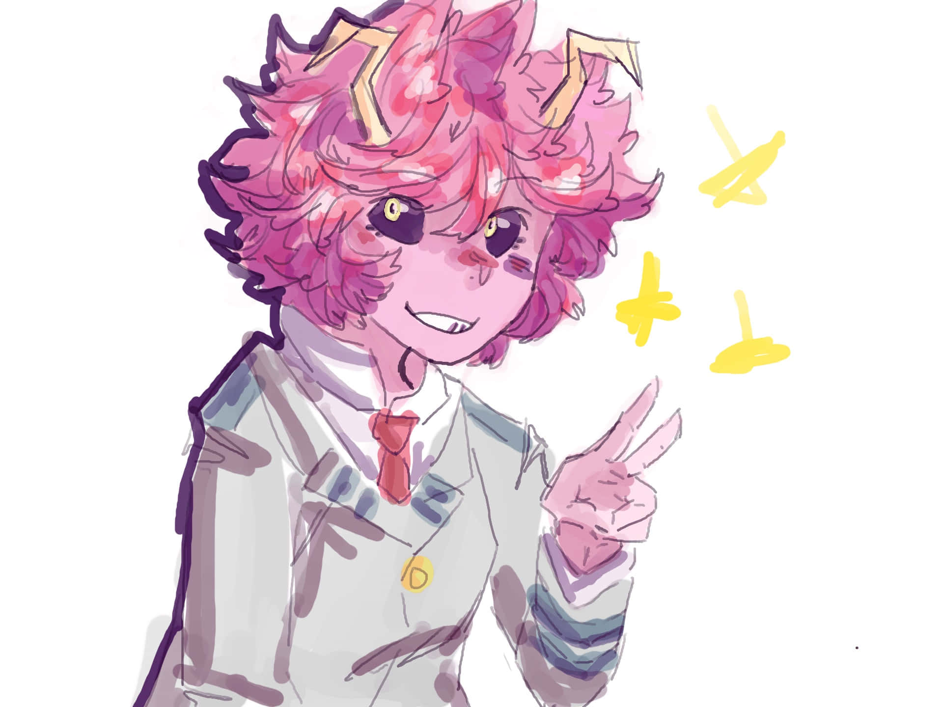 A Girl With Pink Hair Is Pointing To The Camera Background