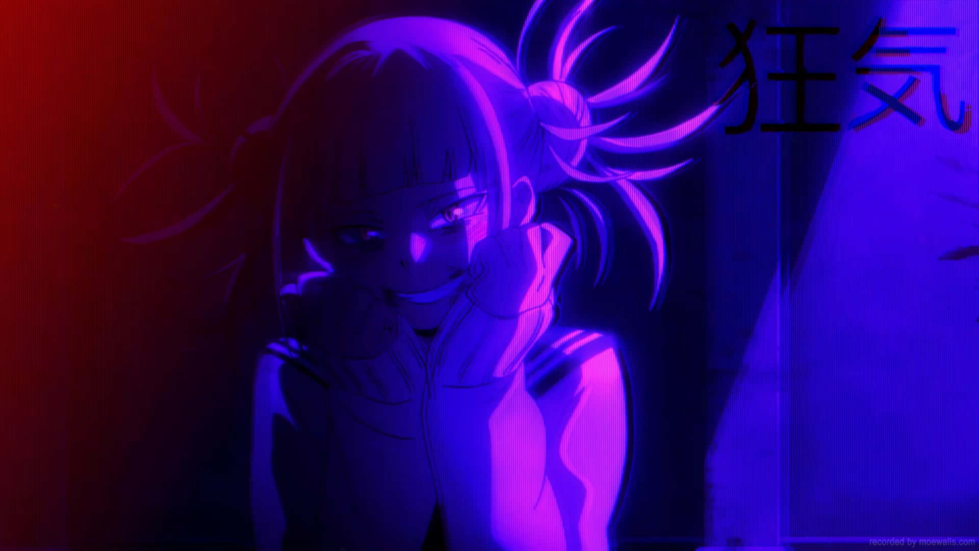 A Girl With Purple And Blue Lights In Front Of Her Background