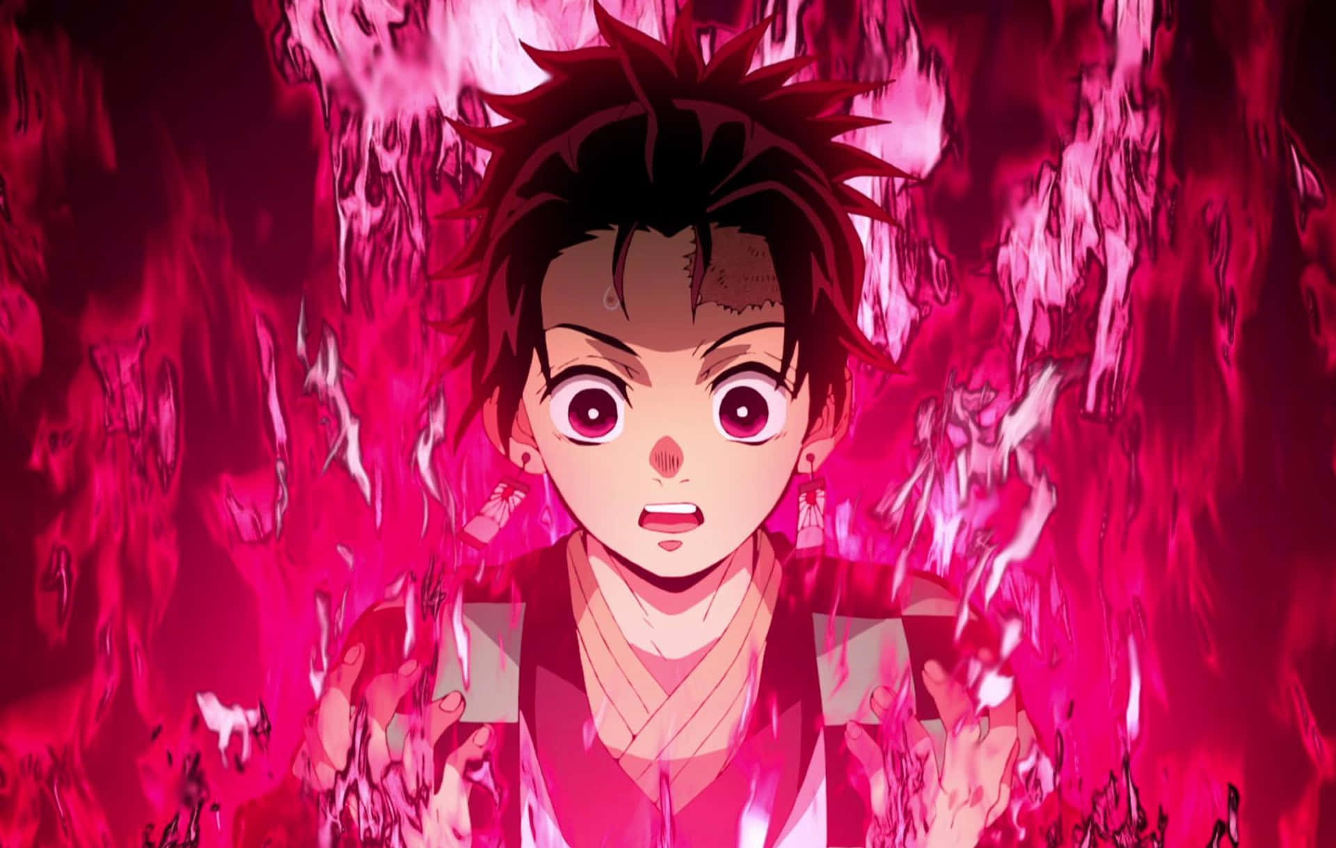 A Girl With Red Hair And A Flame In Front Of Her Background