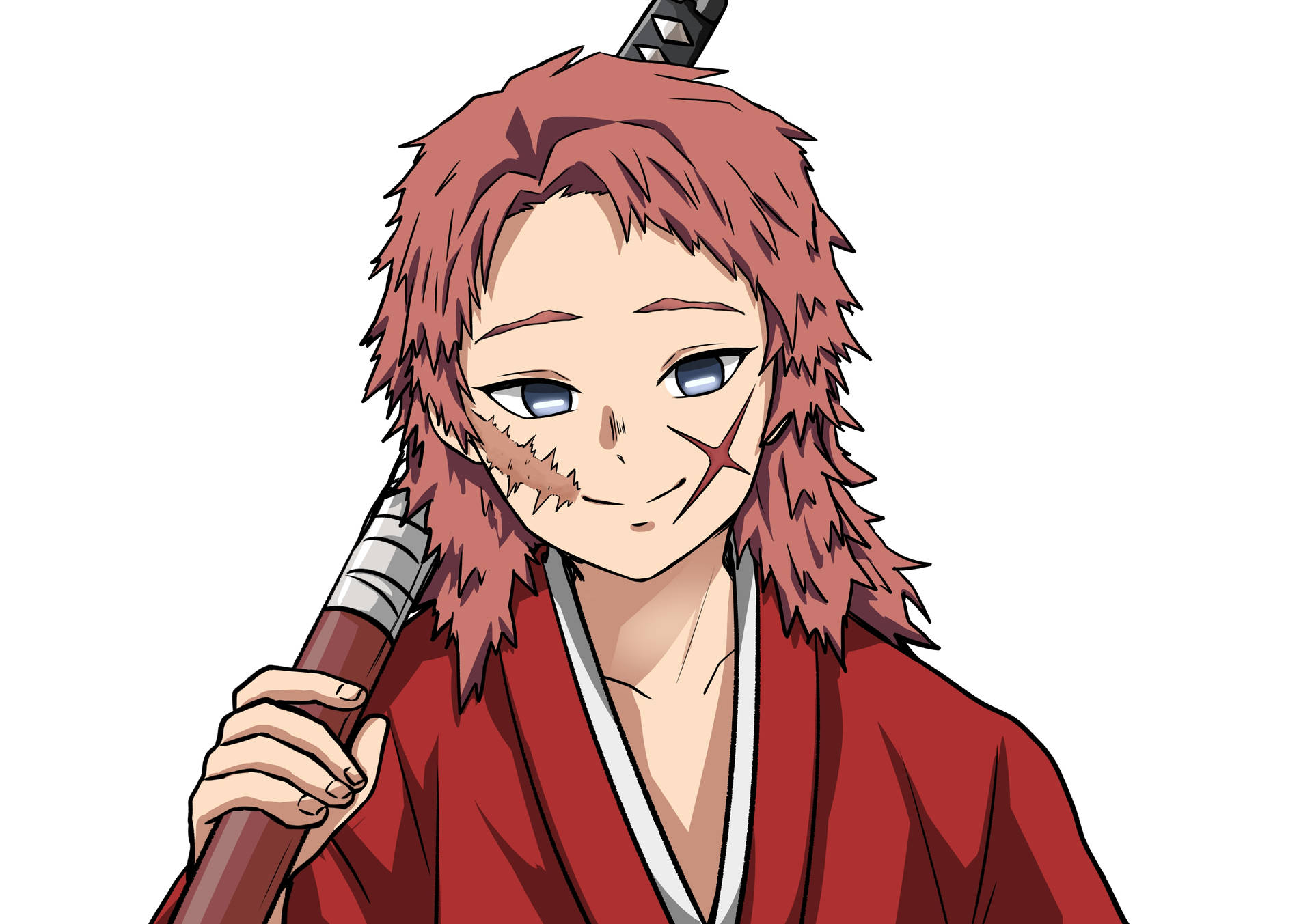 A Girl With Red Hair Holding A Sword Background