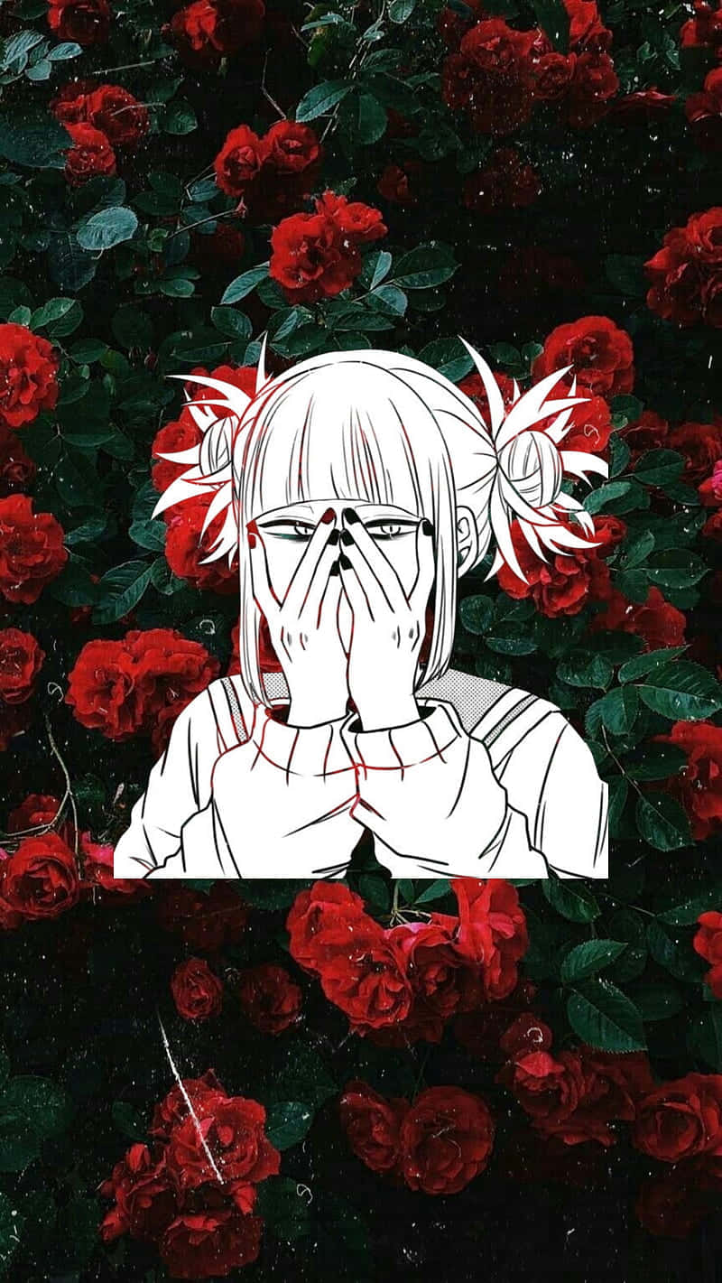 A Girl With Red Roses In The Background Background