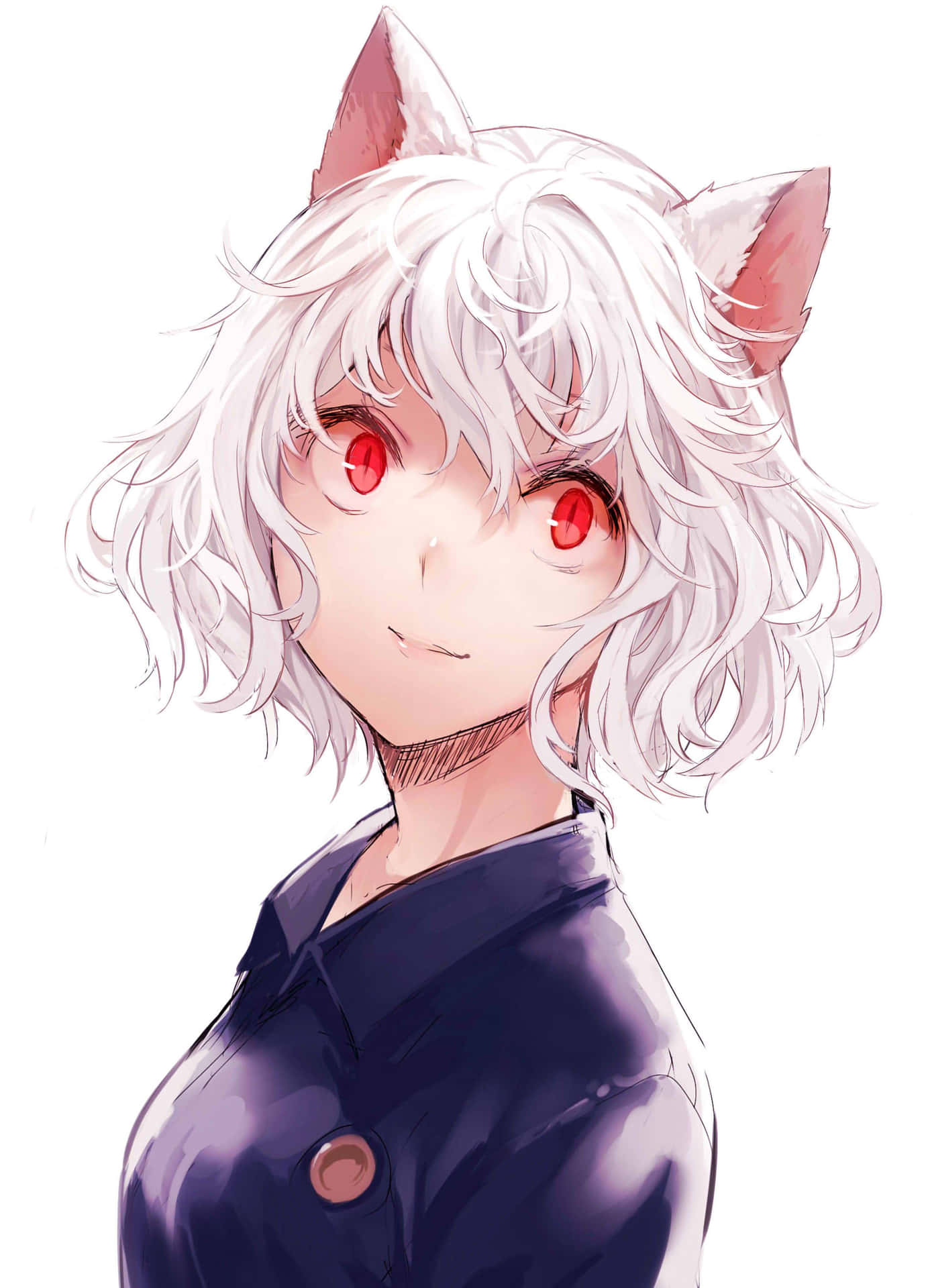 A Girl With White Hair And Red Eyes Background