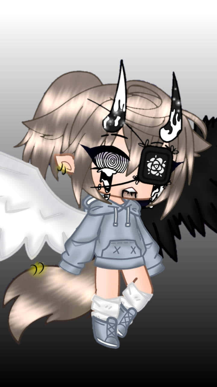 A Girl With Wings And A Hoodie Background