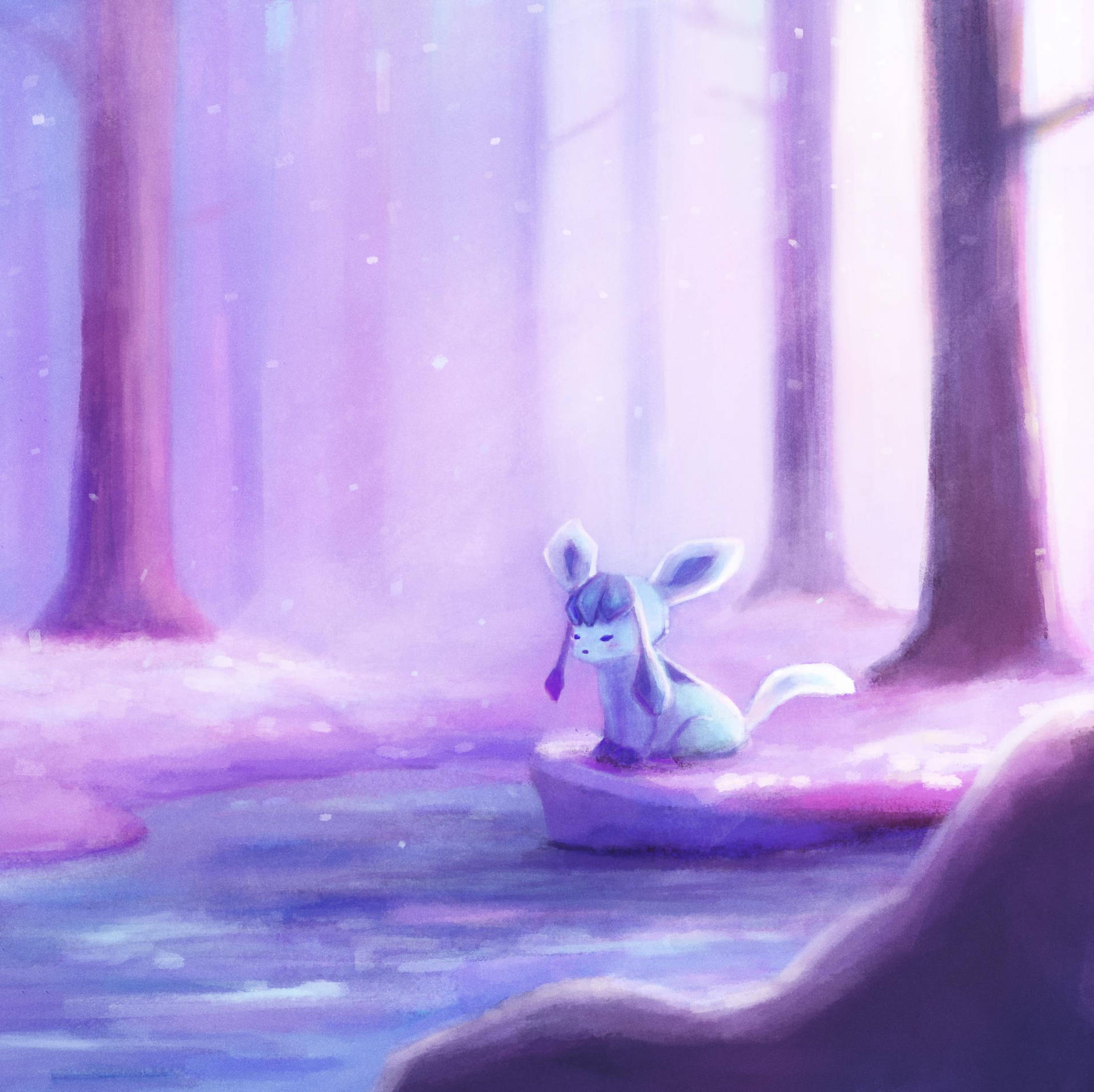 A Glaceon Standing Proud In Snowy Lands Background