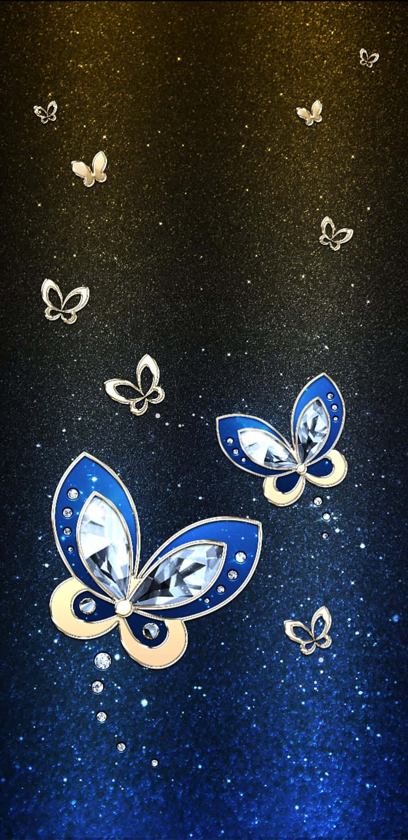 A Glowing Luminescent Butterfly In A Fairytale Sky. Background
