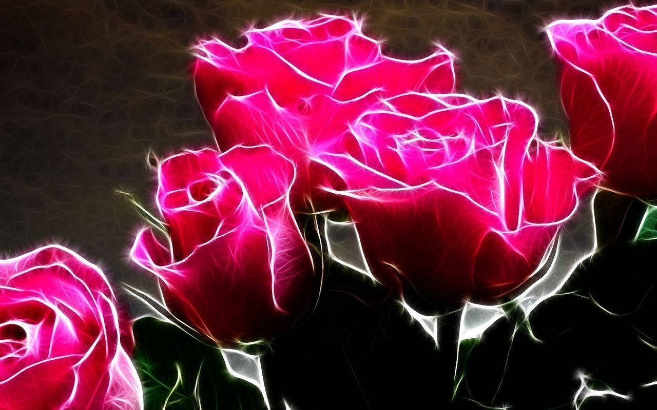 A Glowing Pink Roses Digital Art Background