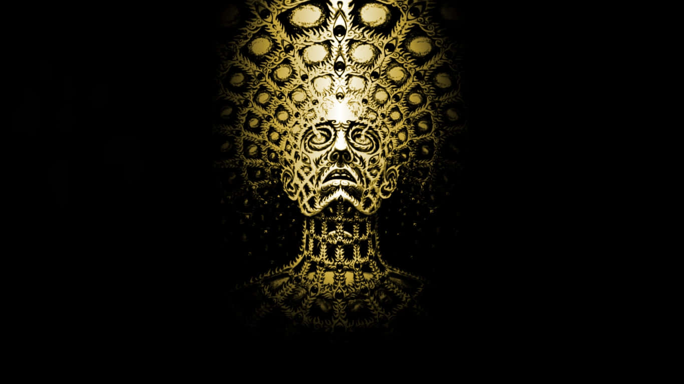 A Gold And Black Abstract Image Of A Head Background