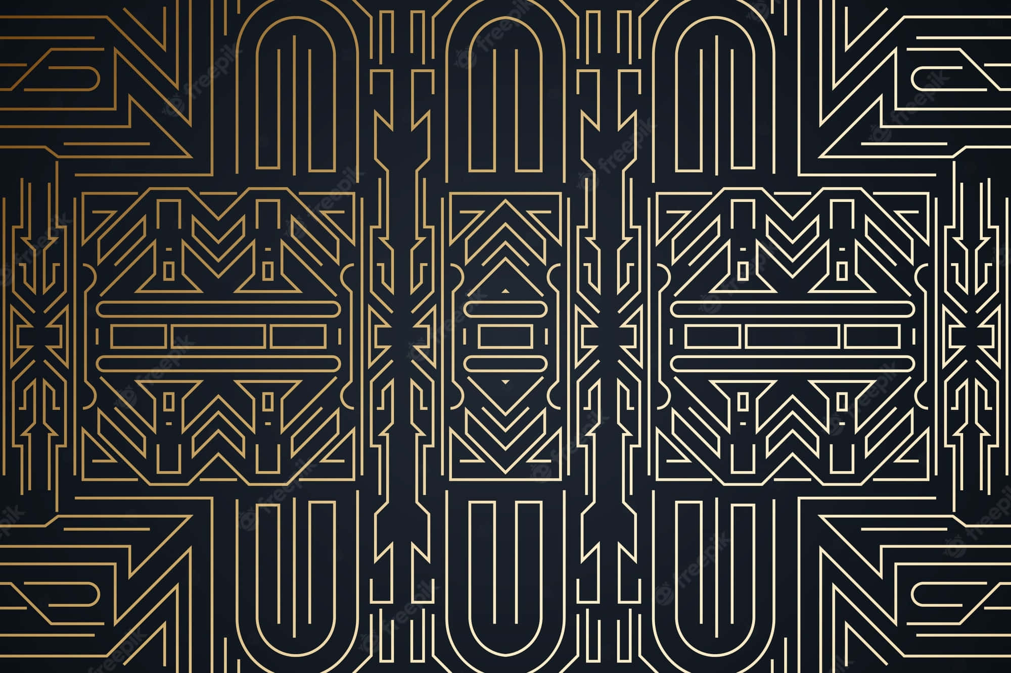 A Gold And Black Deco Pattern Background
