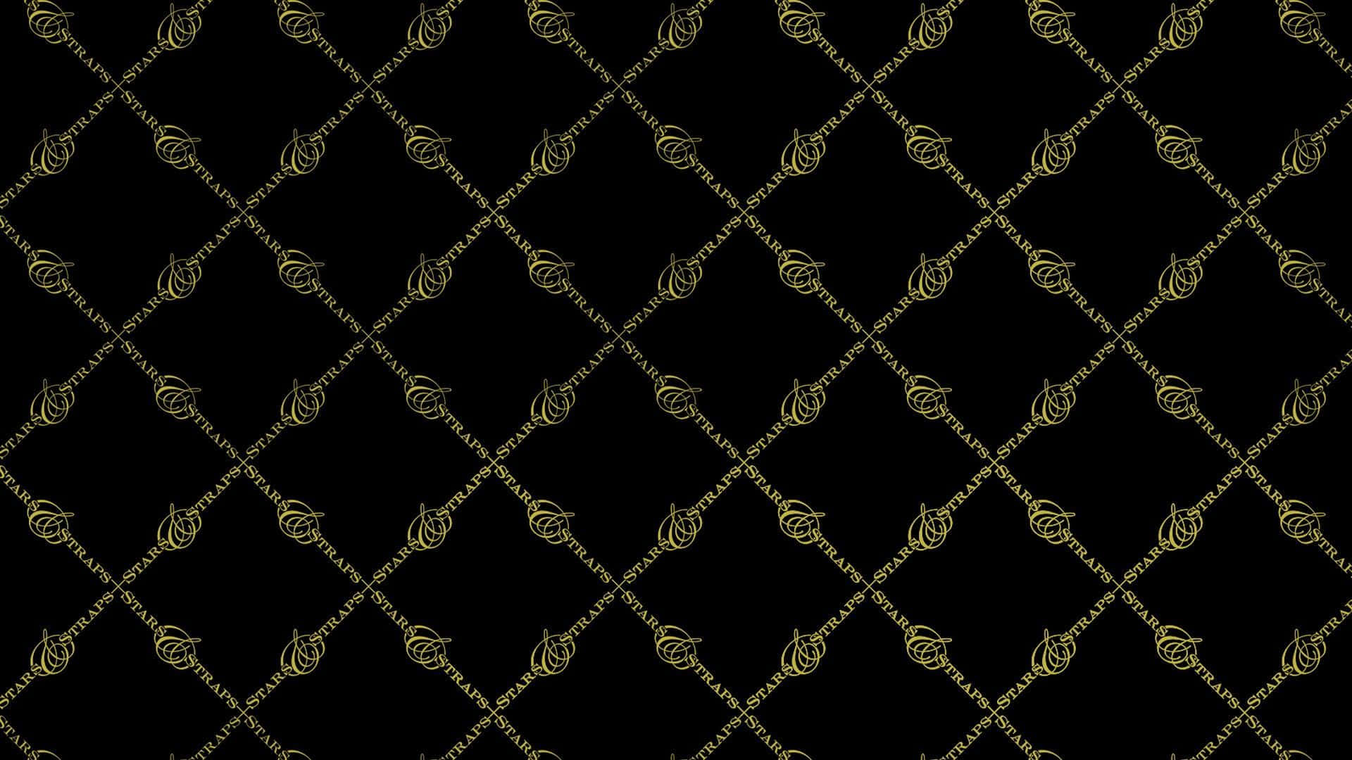 A Gold And Black Pattern With A Floral Pattern Background