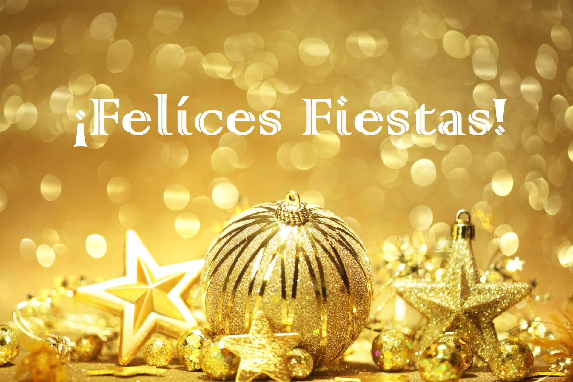 A Gold Background With The Words Felices Fiestas Background