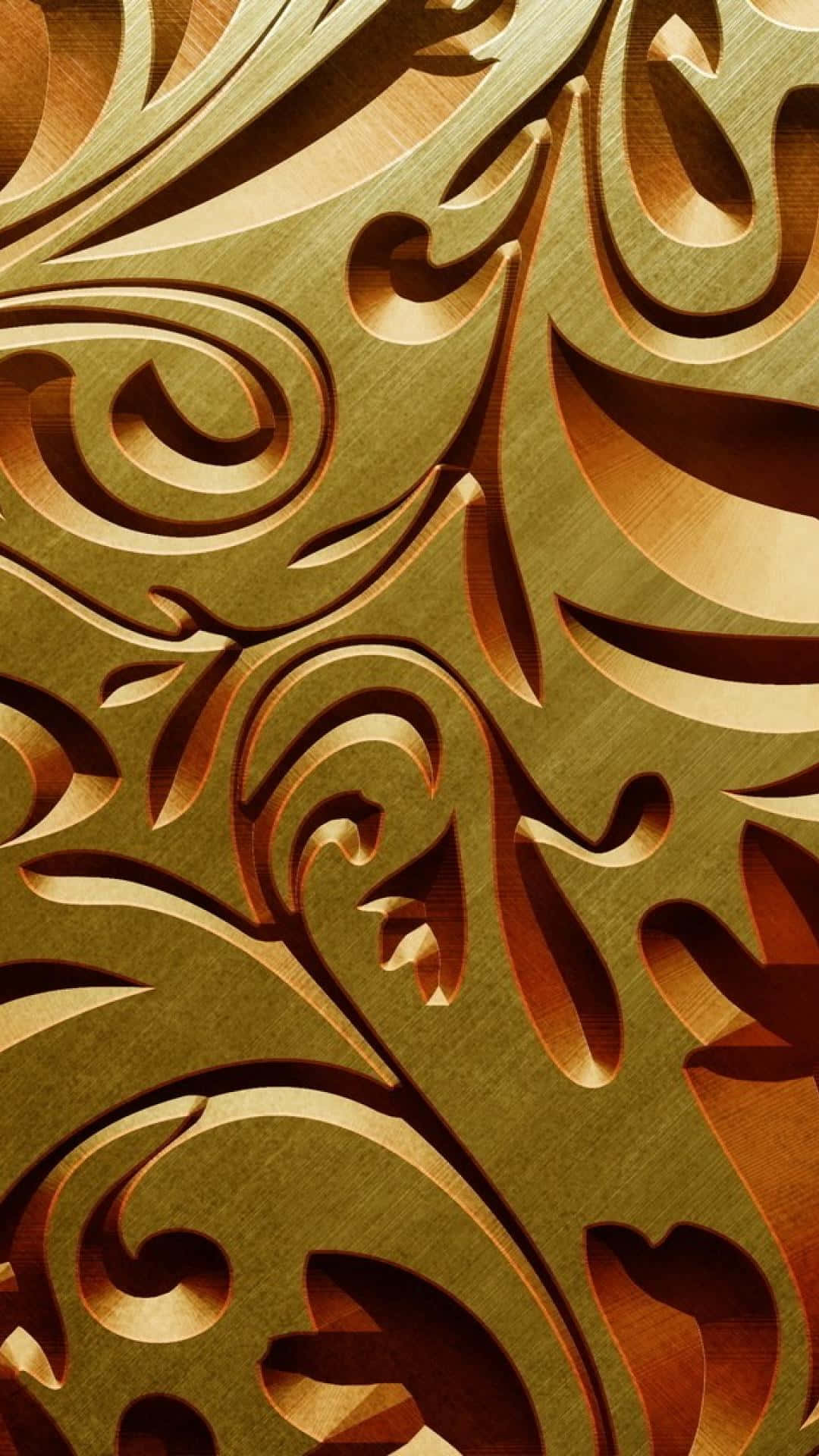 A Gold Carved Pattern On A Wall Background