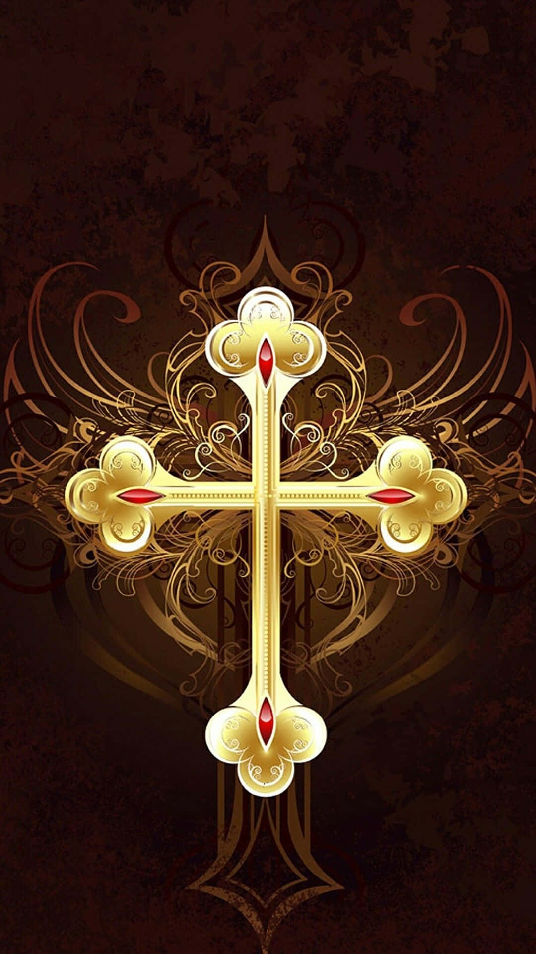 A Gold Cross On A Dark Background Background