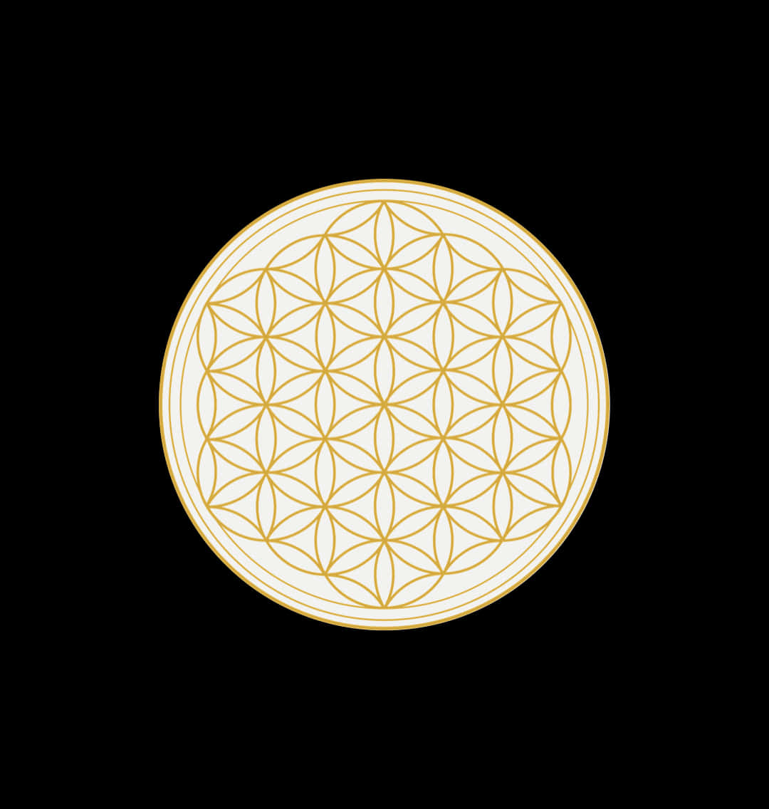 A Gold Flower Of Life On A Black Background Background