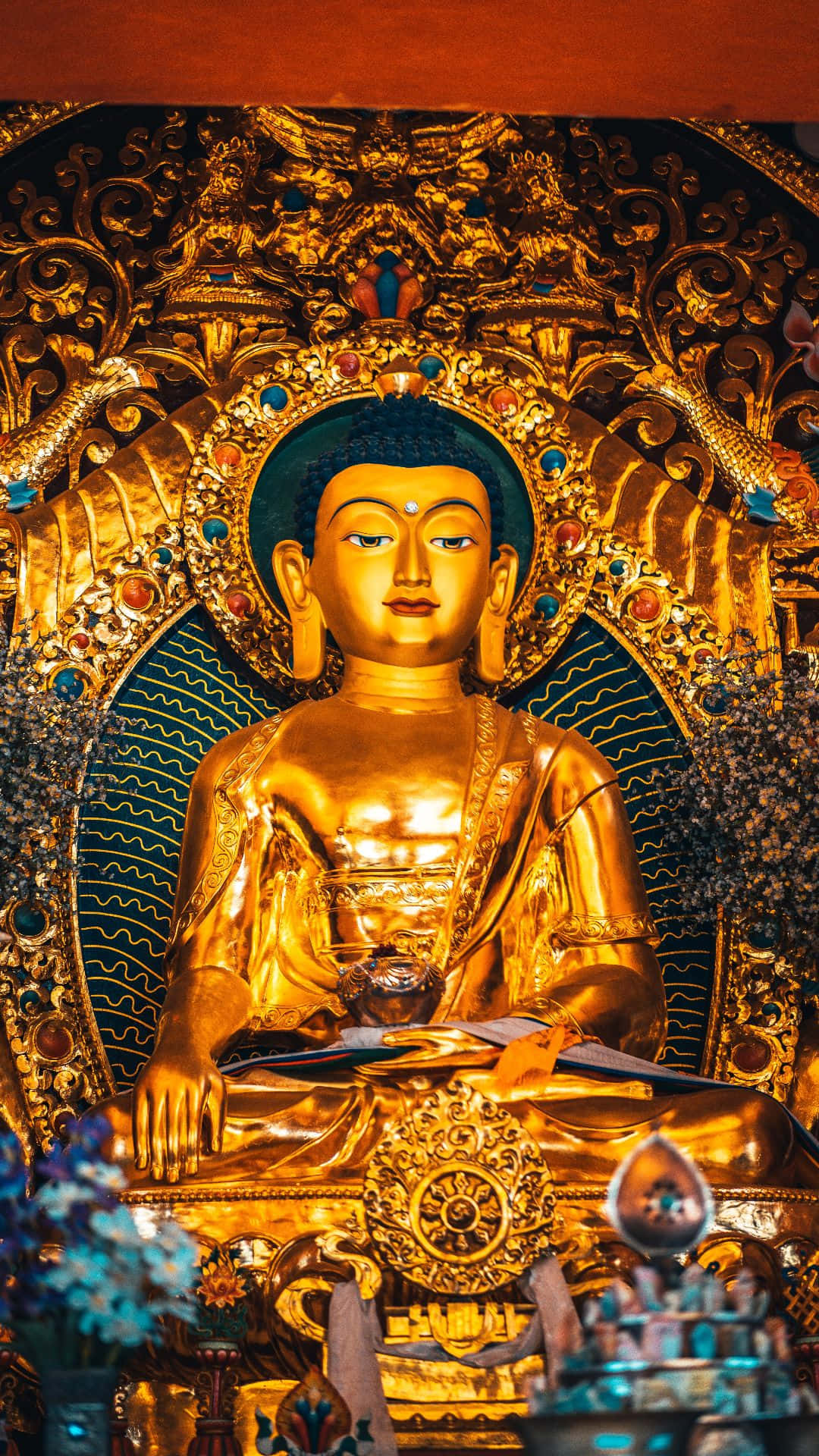 A Golden Buddha Statue Background