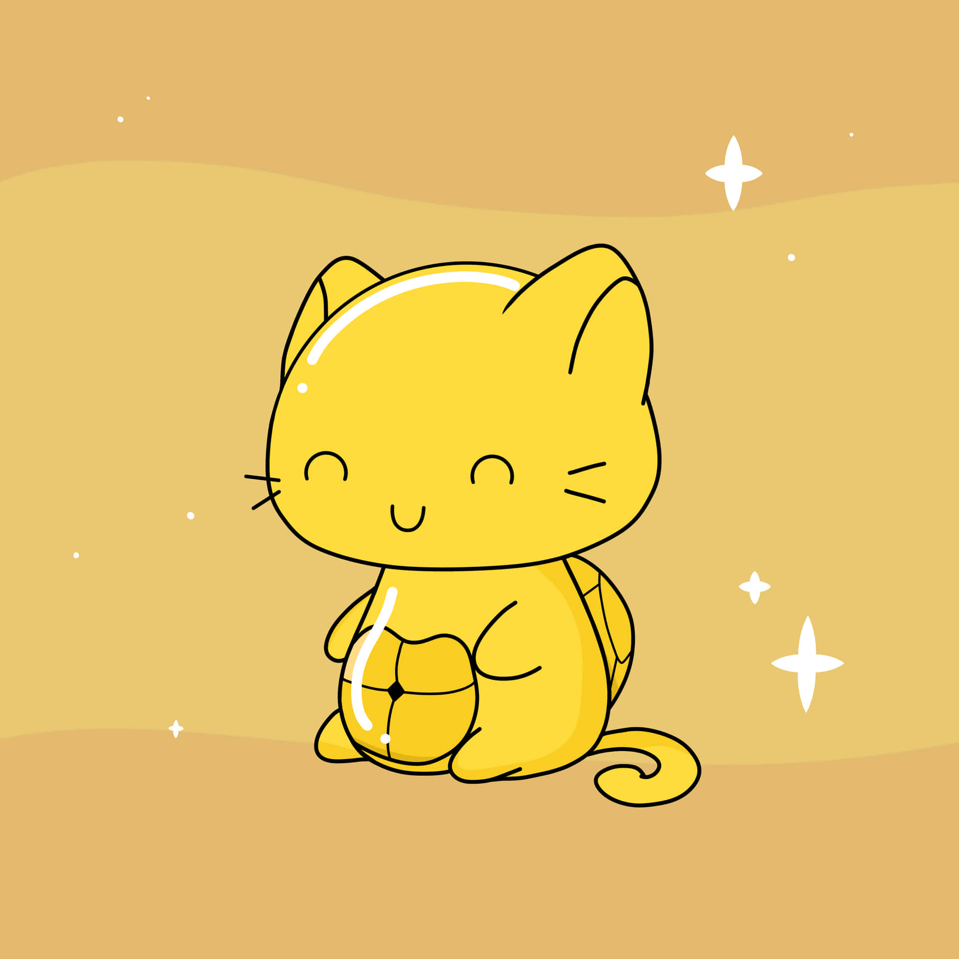 A Golden Cartoon Cute Cat Set As A Profile Picture.