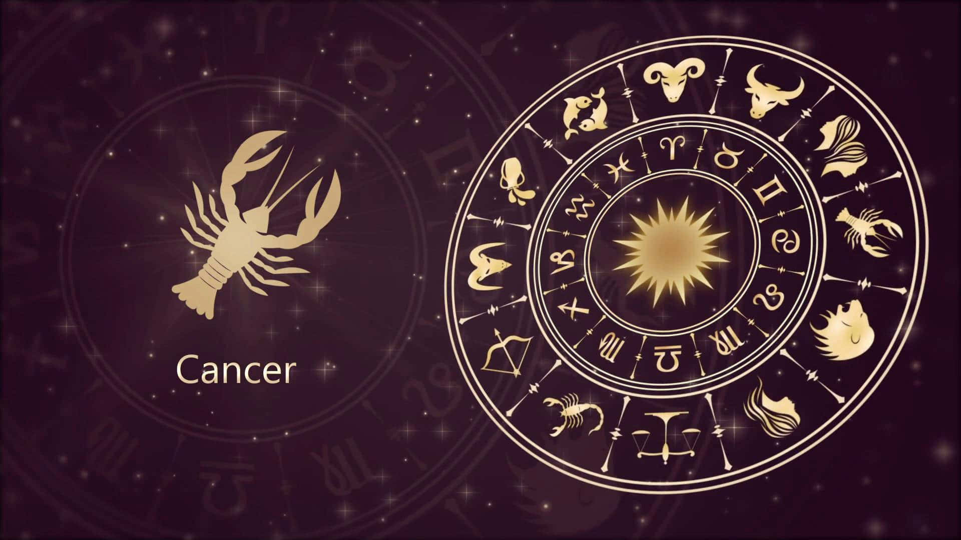 A Golden Circle With The Zodiac Sign Cancer