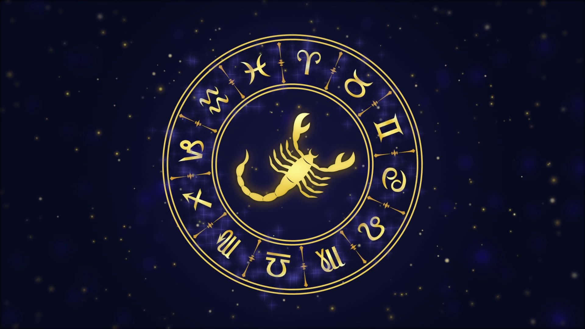 A Golden Scorpion With Stars In The Background Background