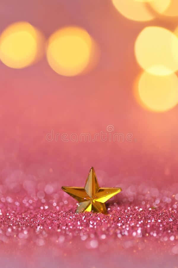 A Golden Star On A Pink Background With Bokeh Lights Stock Photos Background