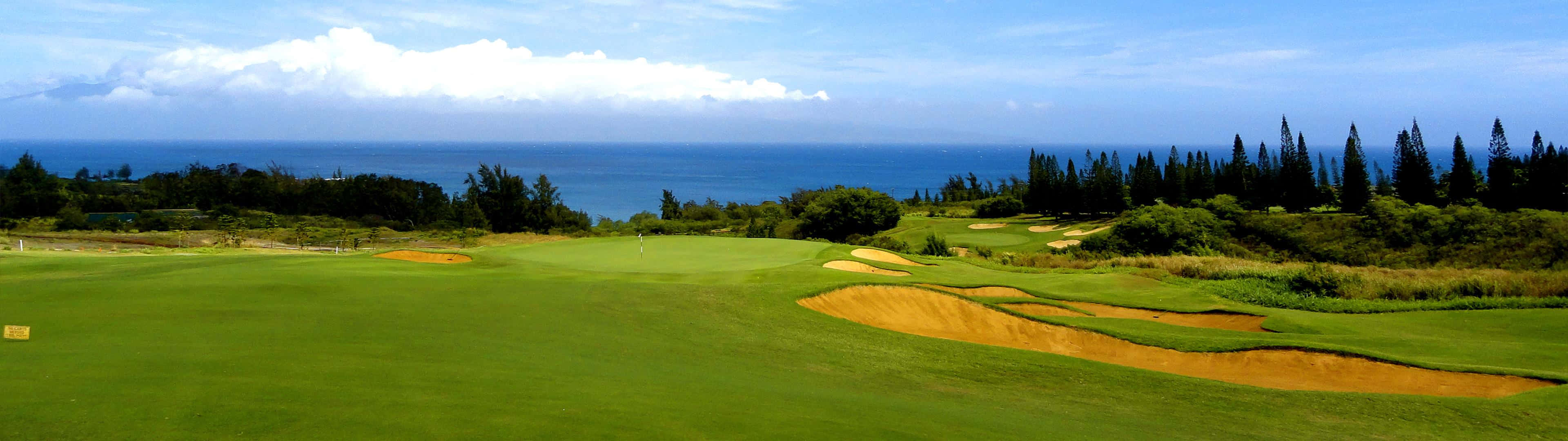 A Golf Ball Ready To Be Putted Against A Tranquil Landscape. Background