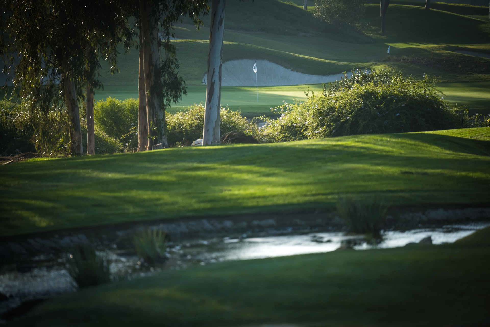 A Golf Course With Beautiful Scenery Background