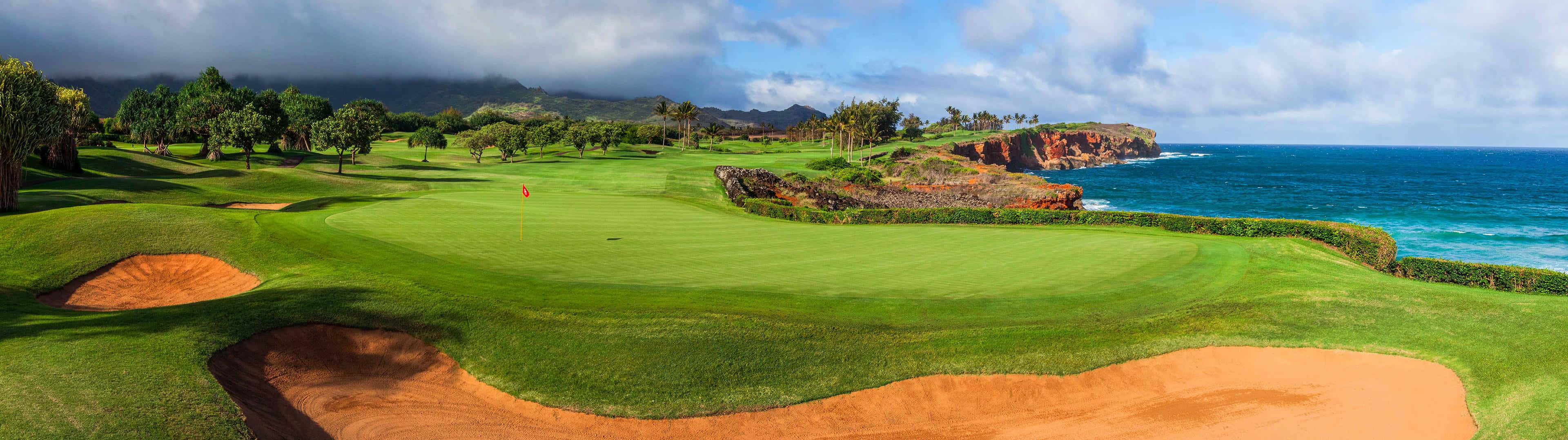 A Golfer Putting On A Spectacular Sunny Day Background