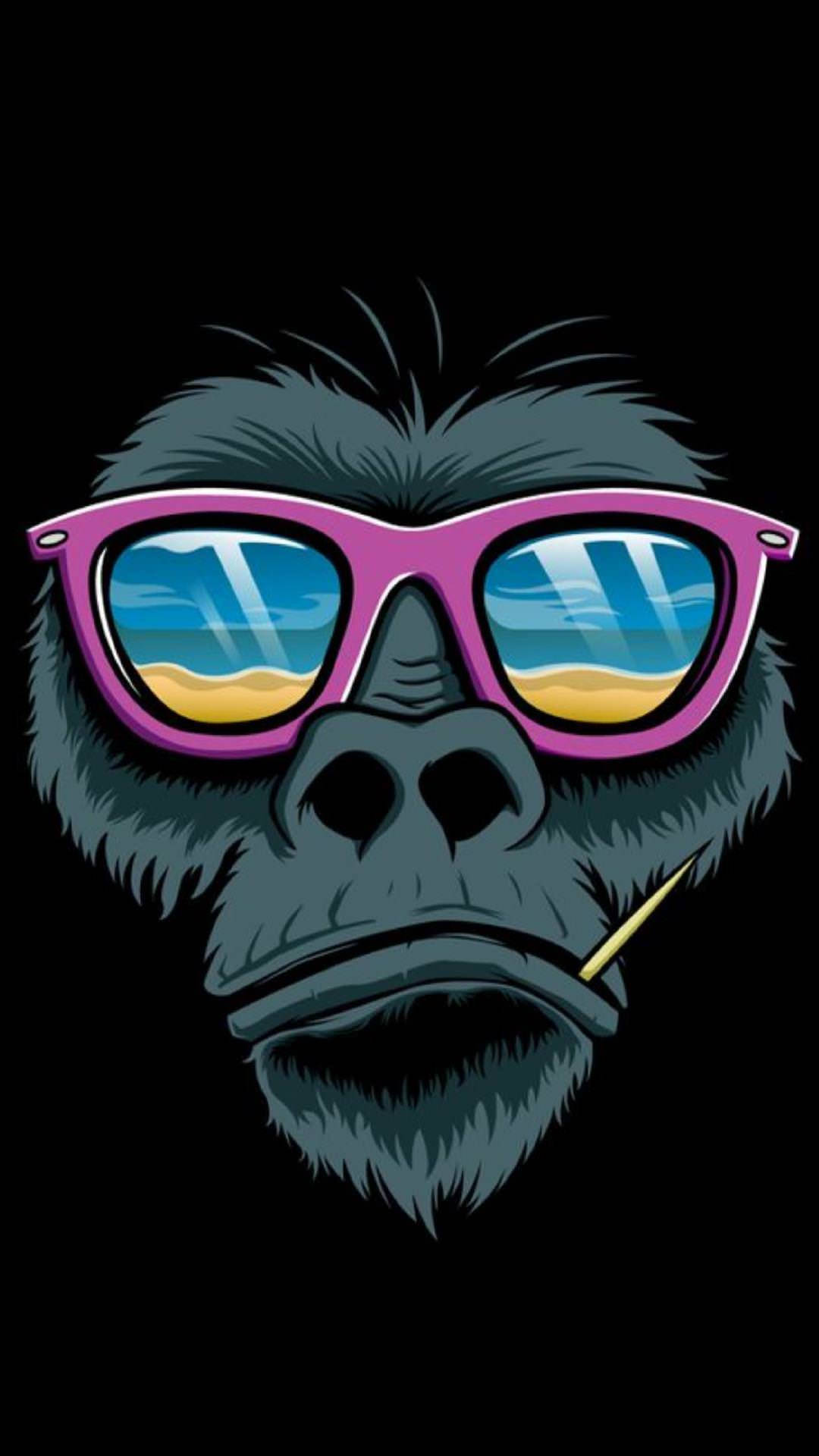 A Gorilla Wearing Sunglasses And A Cigarette Background