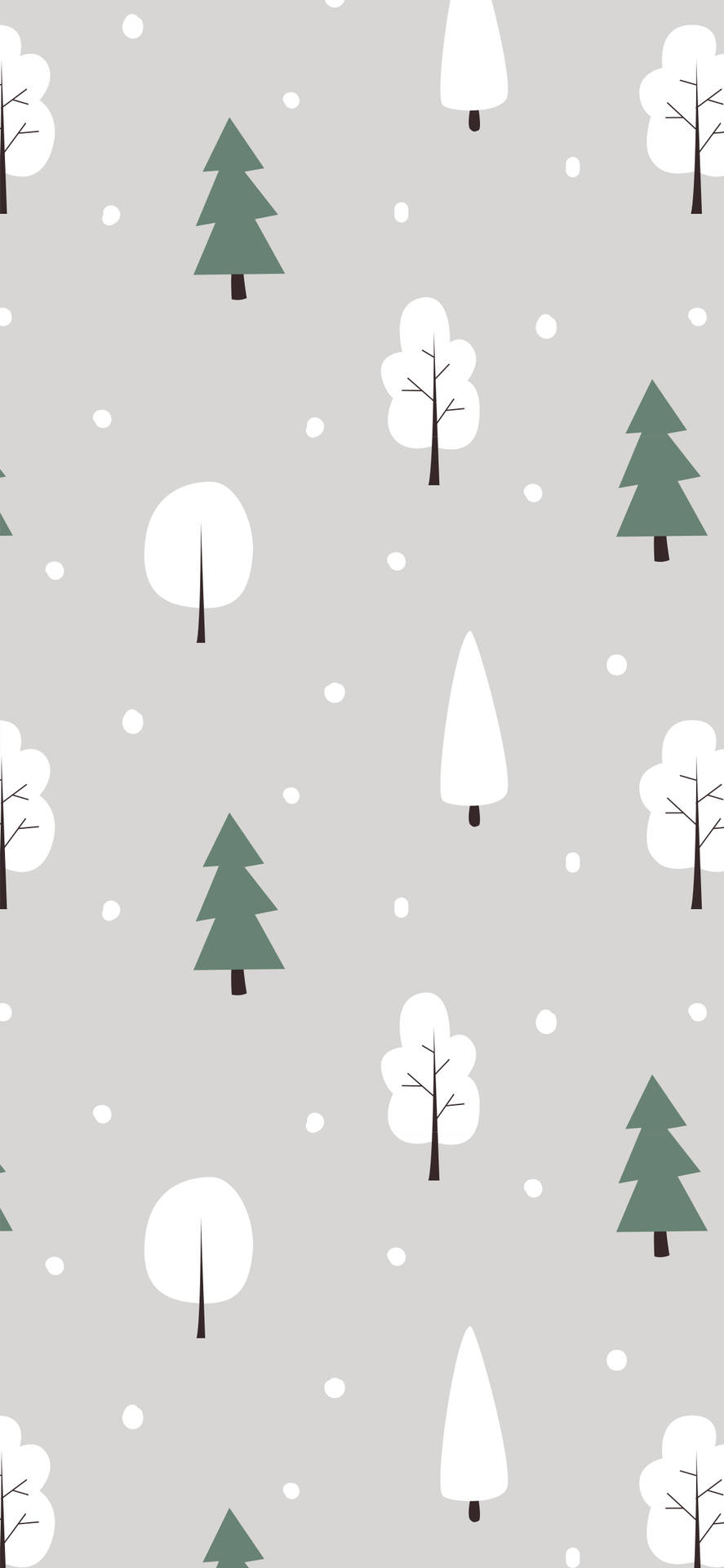 A Gray And White Pattern With Trees And Snowflakes Background