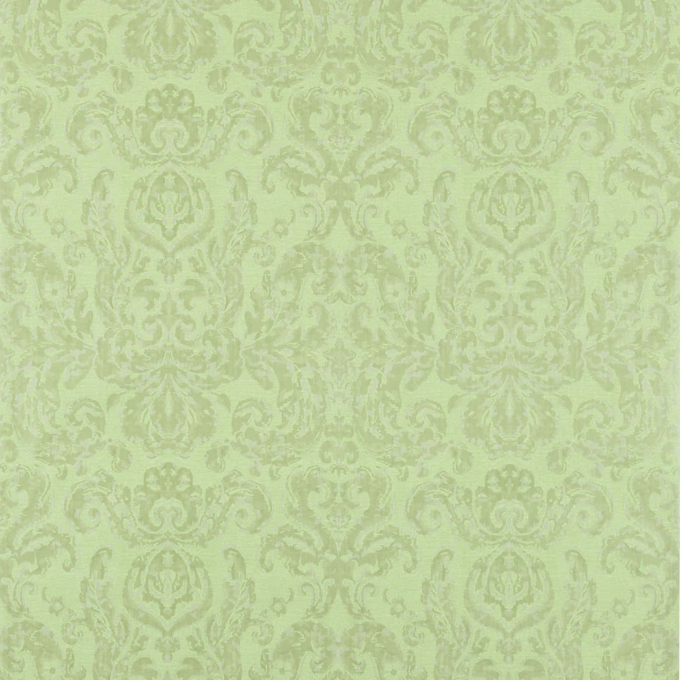 A Green And Beige Damask Wallpaper Background