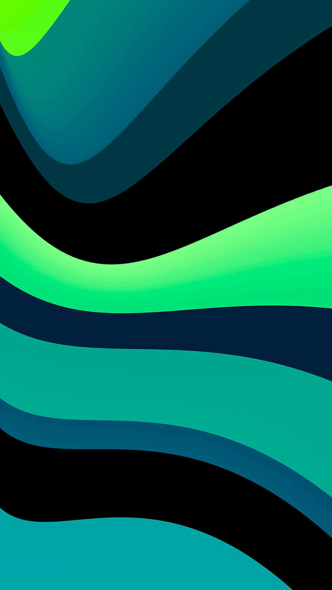A Green And Black Abstract Background With A Wave Pattern Background