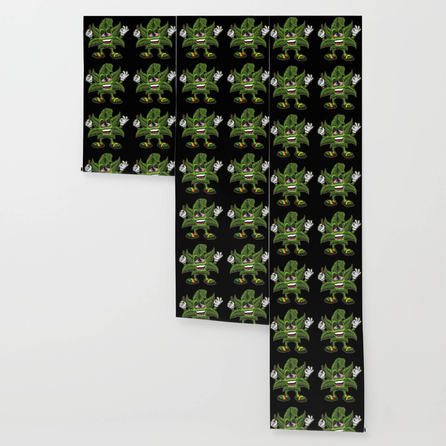 A Green And Black Pattern With A Green Monster On It Background