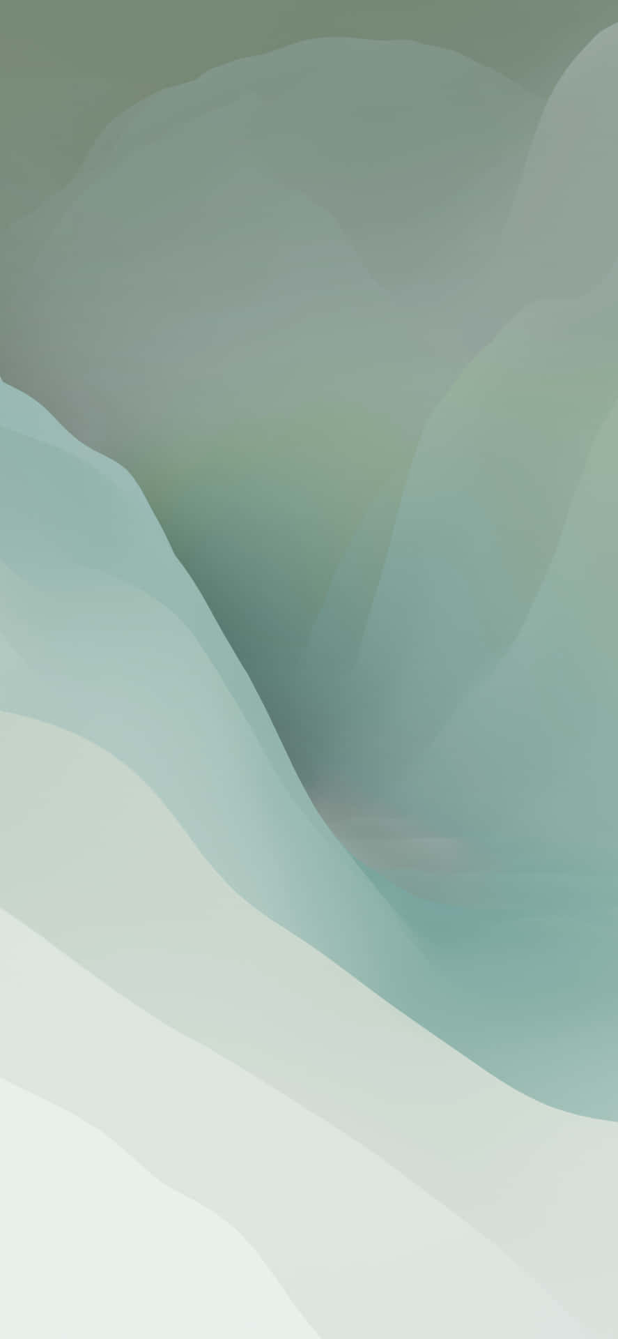 A Green And Blue Abstract Landscape With A Mountain Background