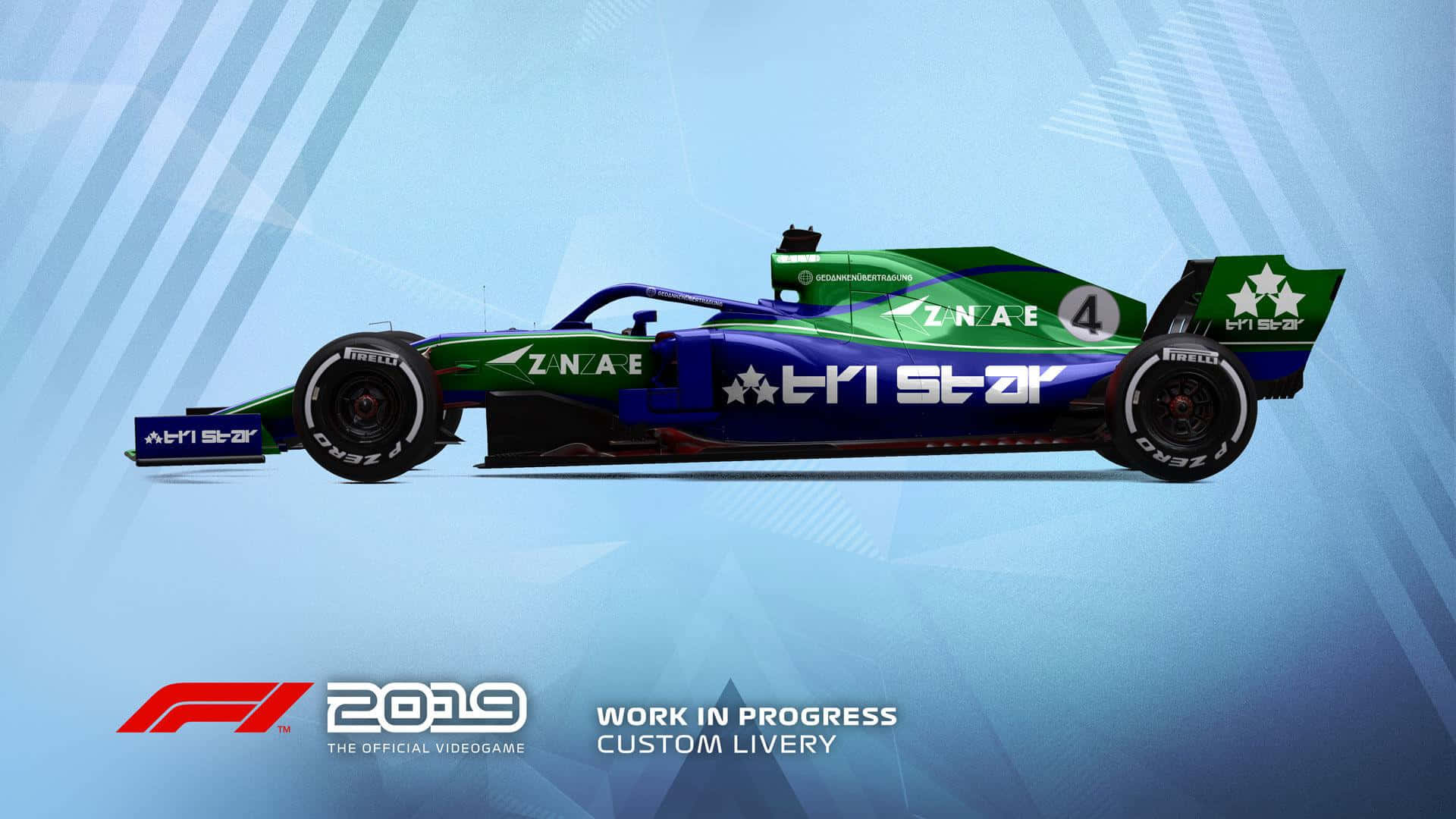 A Green And Blue Racing Car On A Blue Background Background