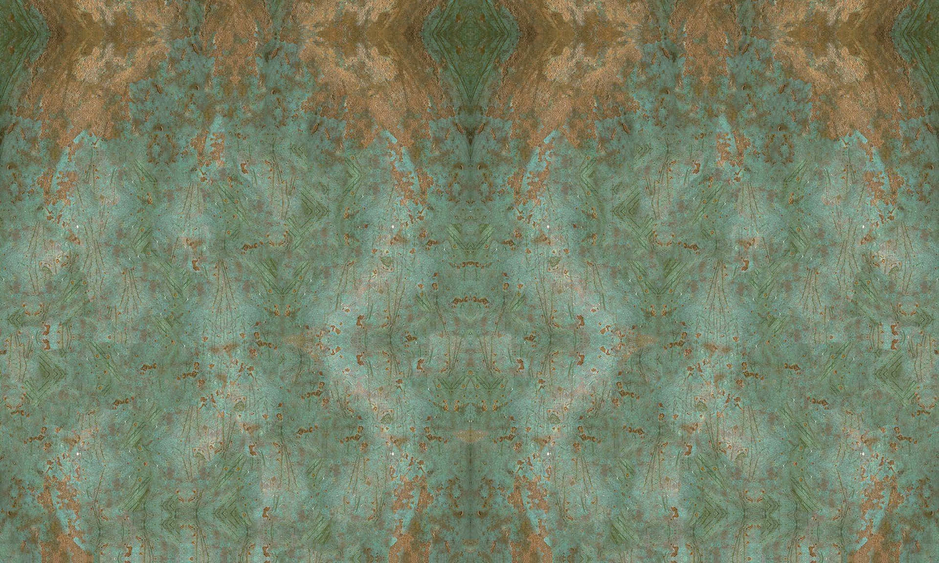 A Green And Brown Wallpaper With Rusty Paint