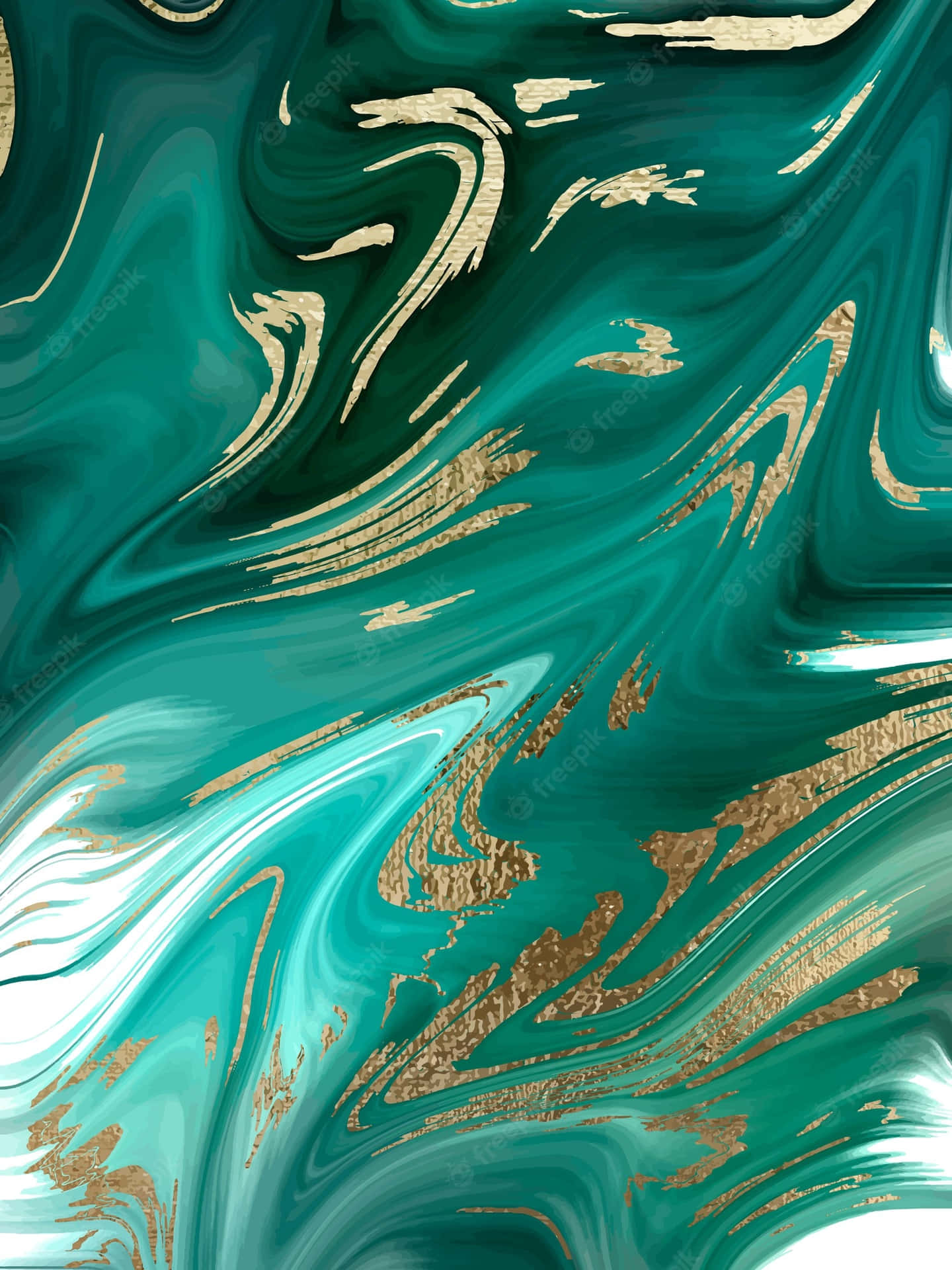 A Green And Gold Swirled Abstract Painting Background