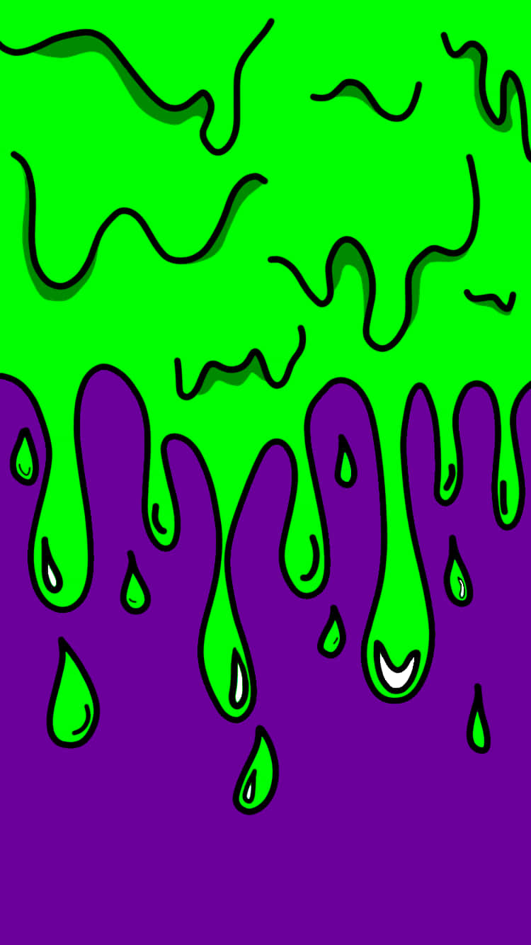 A Green And Purple Dripping Liquid Background