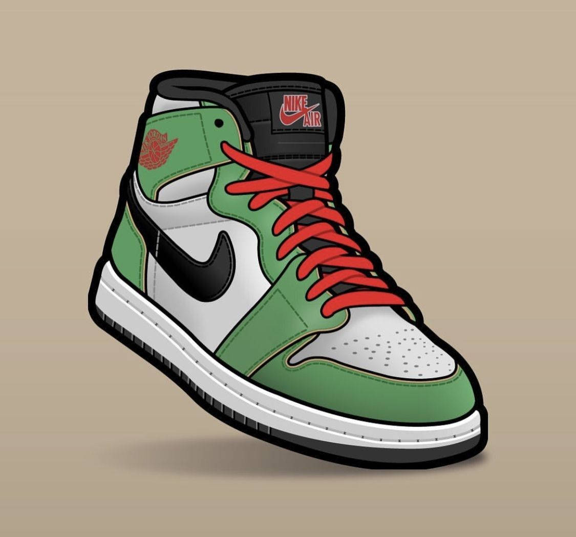 A Green And Red Nike Sneaker Is Shown Background