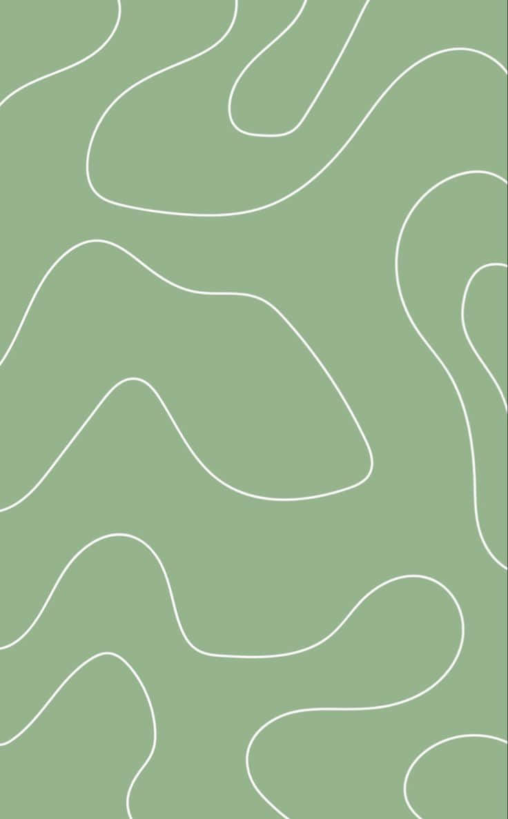 A Green And White Pattern With Wavy Lines Background