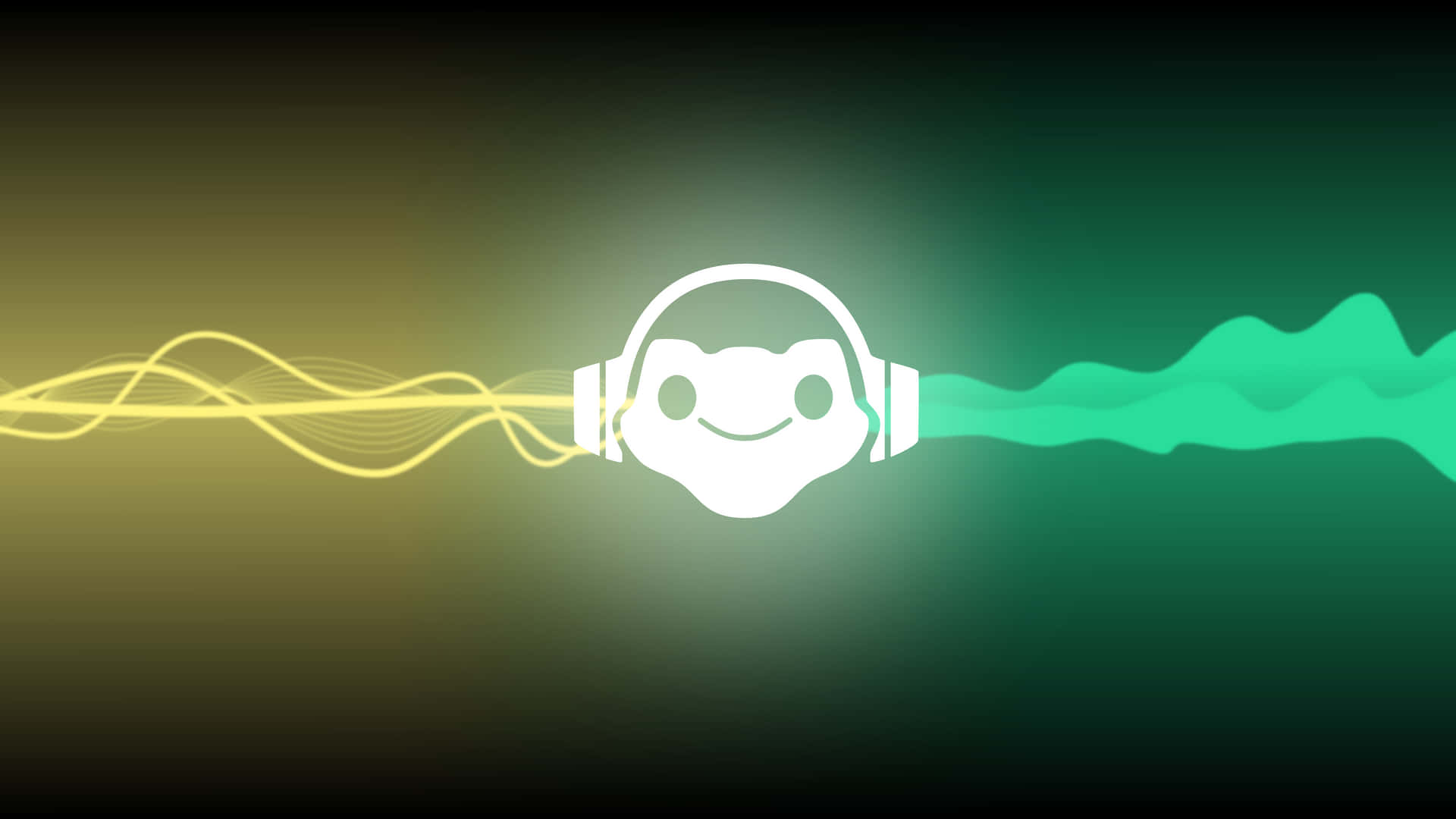 A Green And Yellow Background With A Headphone And A Wave Background