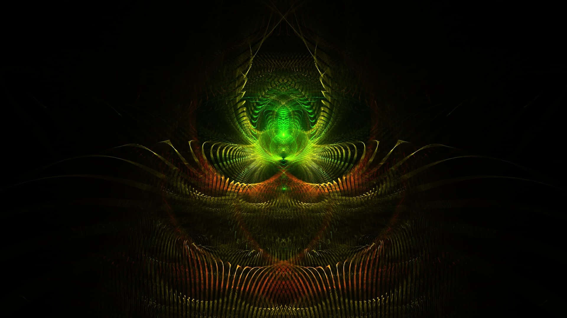 A Green And Yellow Fractal Art Design Background