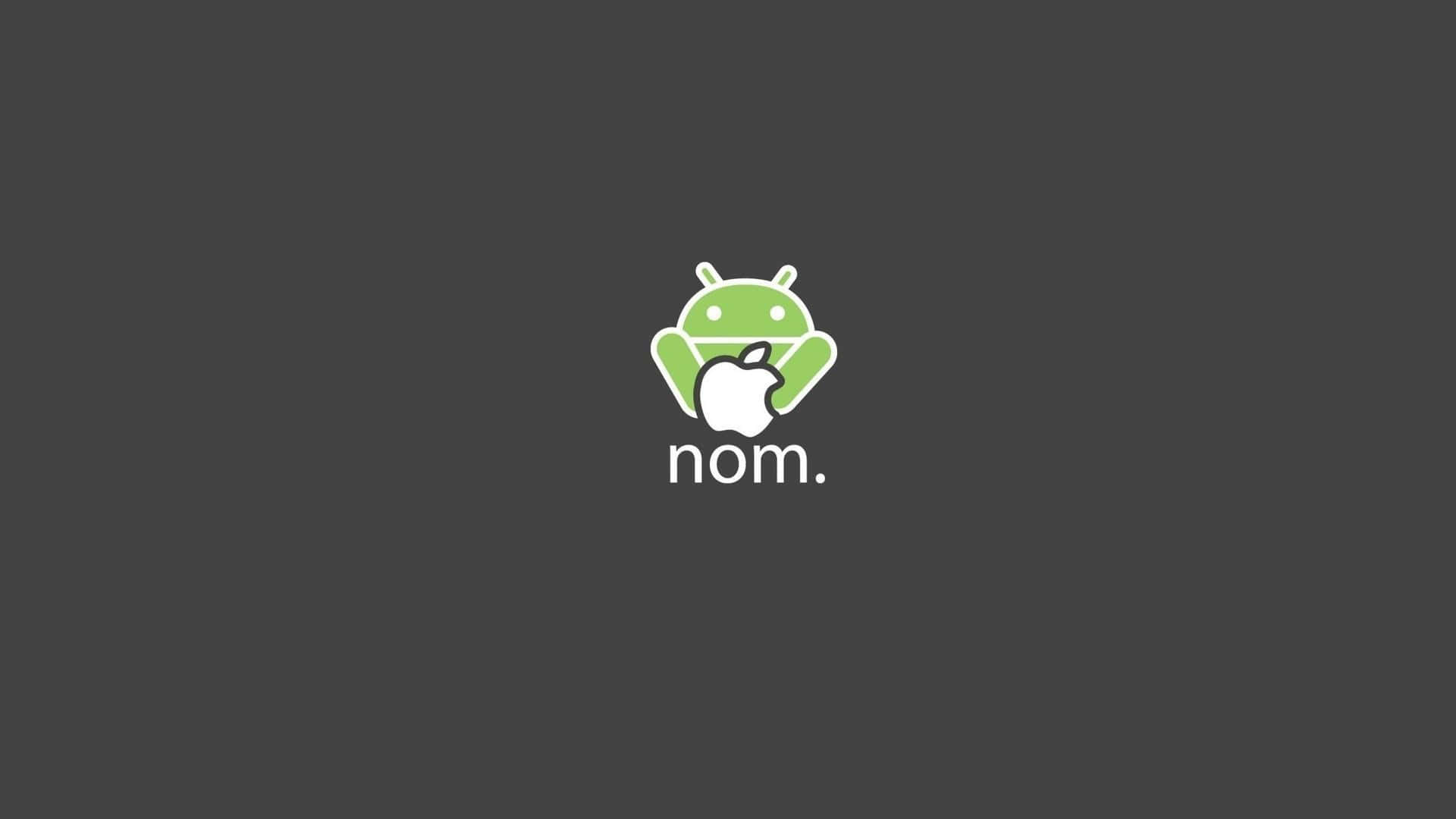 A Green Android Logo With The Word Nom Background