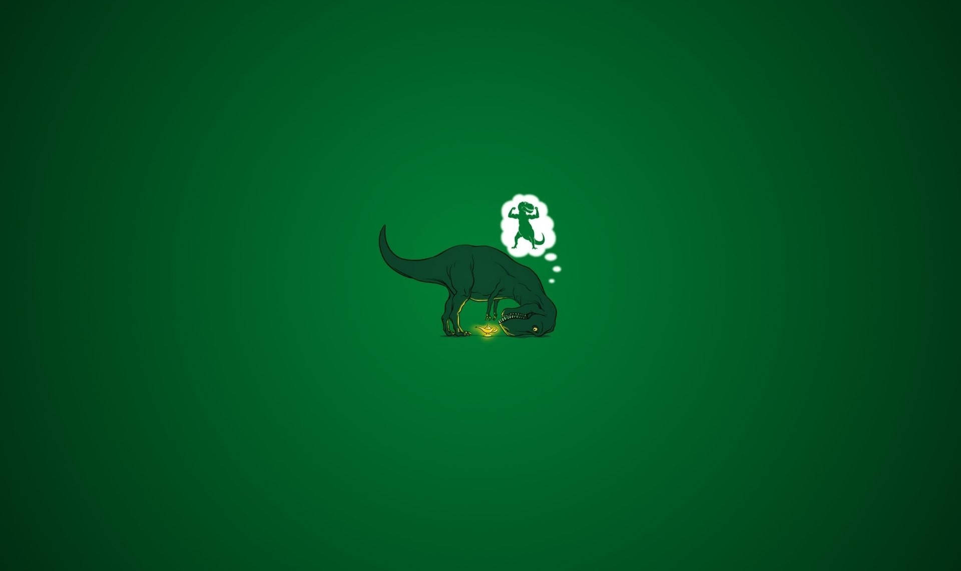 A Green Background With A Dinosaur On It Background