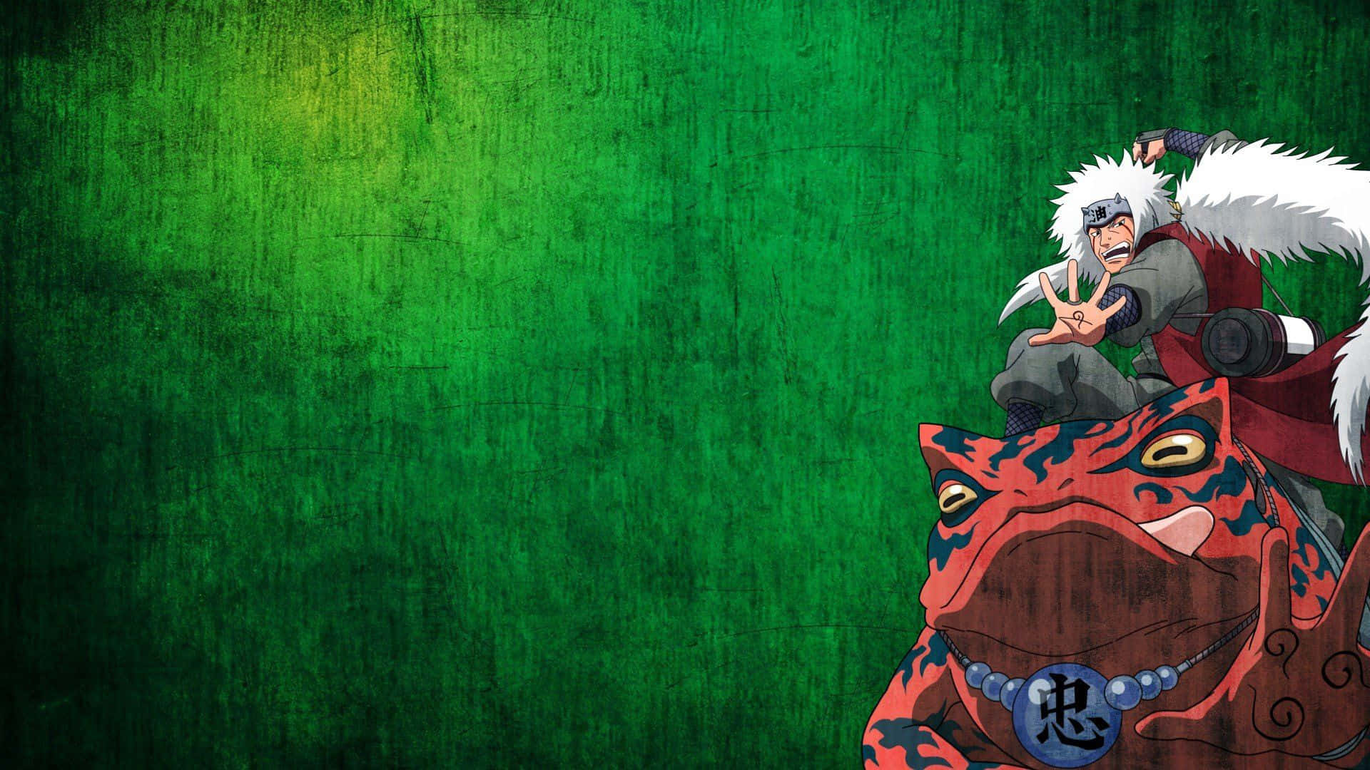 A Green Background With A Naruto Character On Top Background