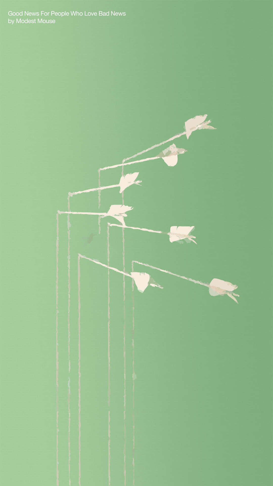 A Green Background With A White Bird On A Pole Background