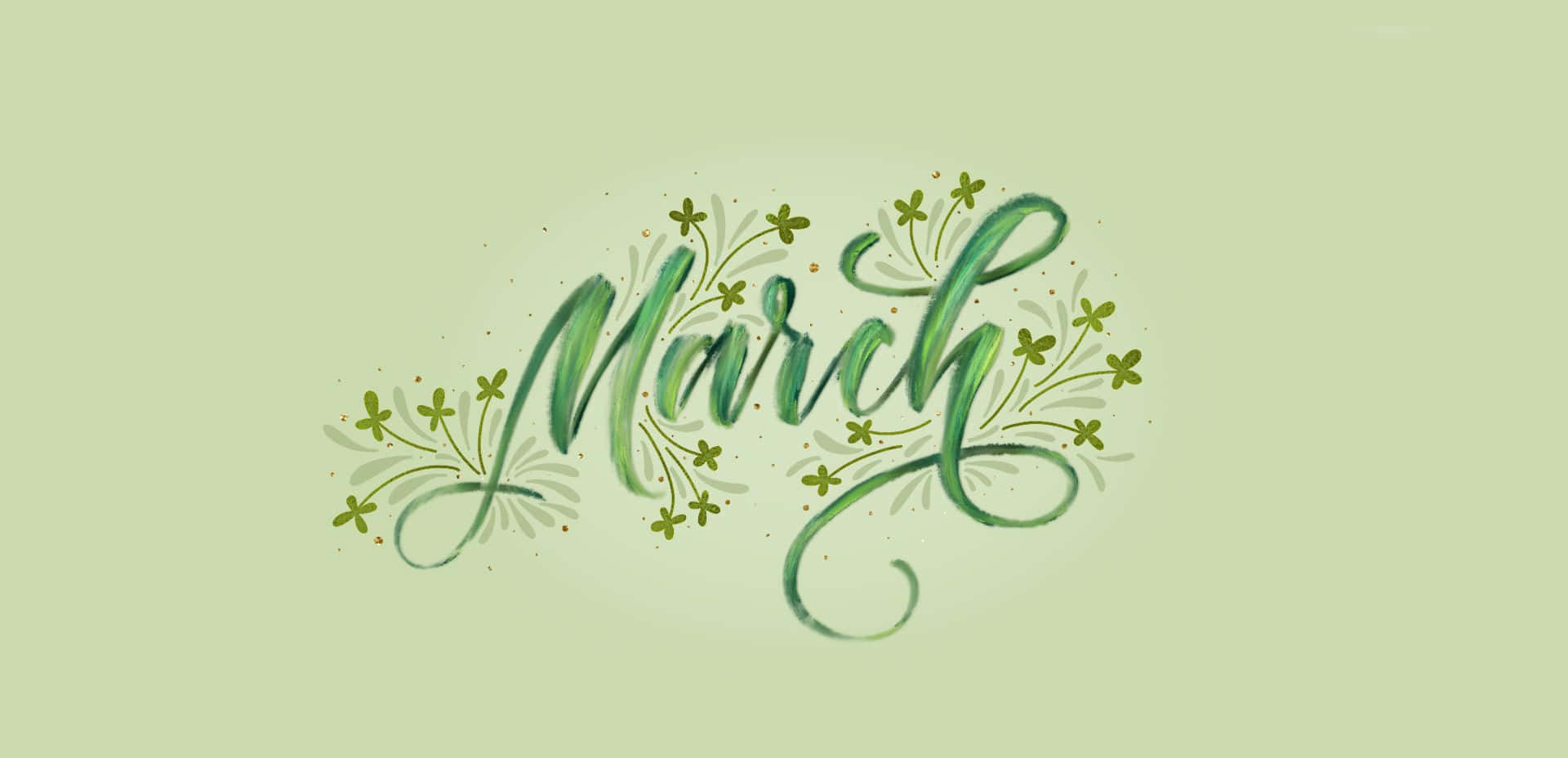 A Green Background With The Word March Written On It Background