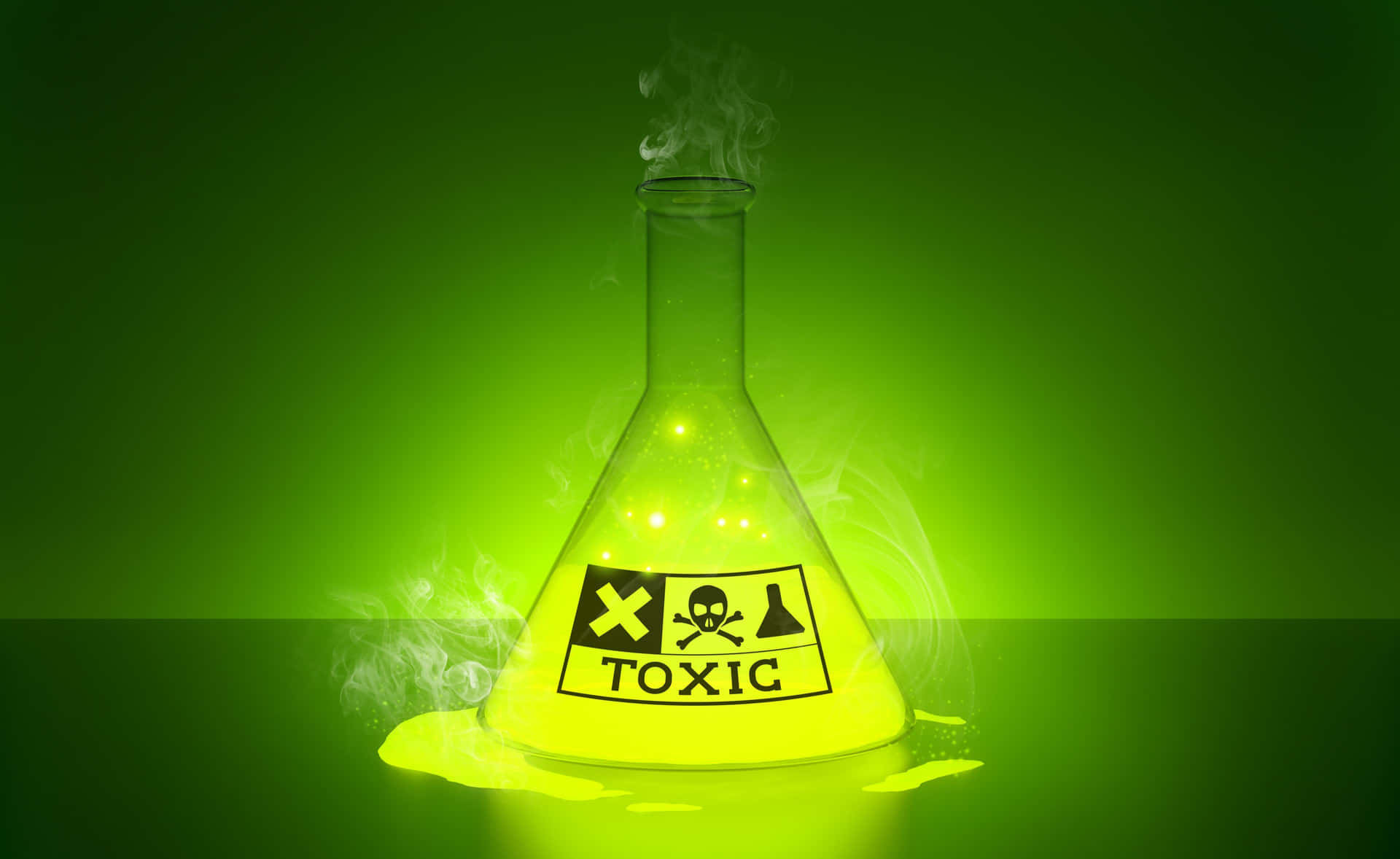A Green Beaker With The Word Toxic On It