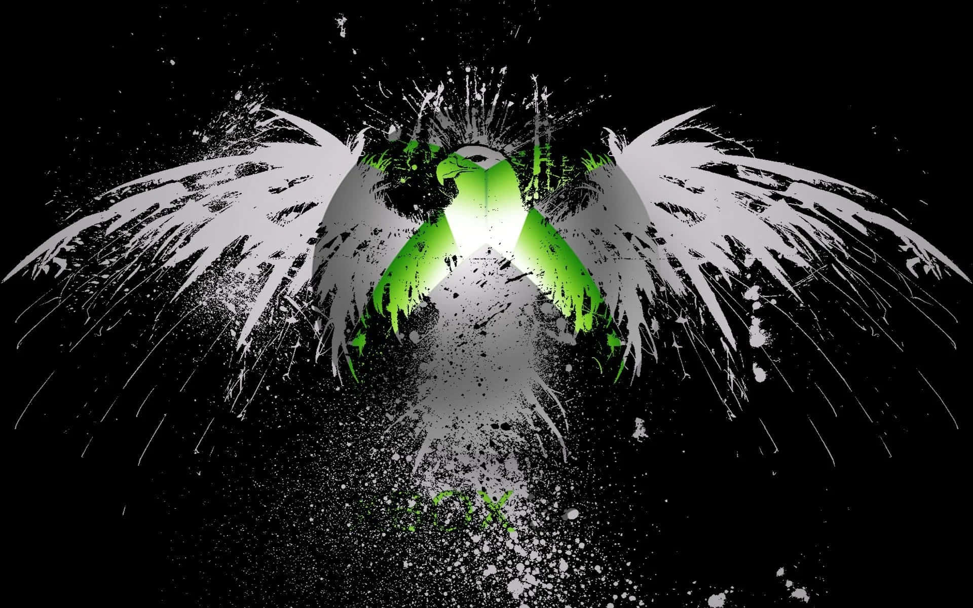 A Green Bird With Wings On A Black Background