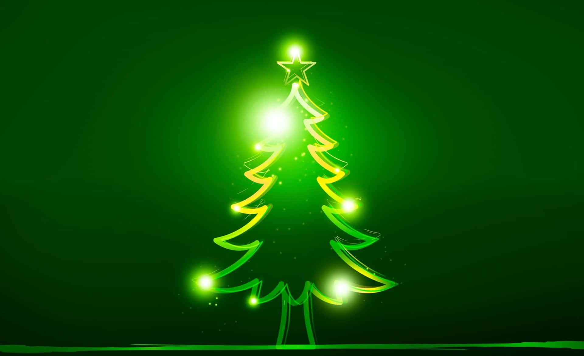 A Green Christmas Tree On A Dark Background Background