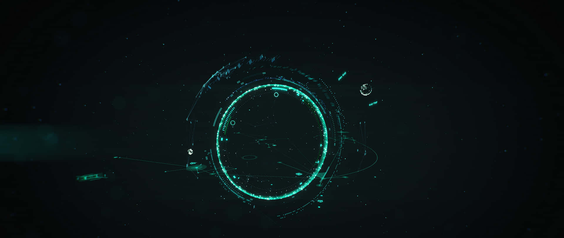 A Green Circle With A Green Light In The Middle Background