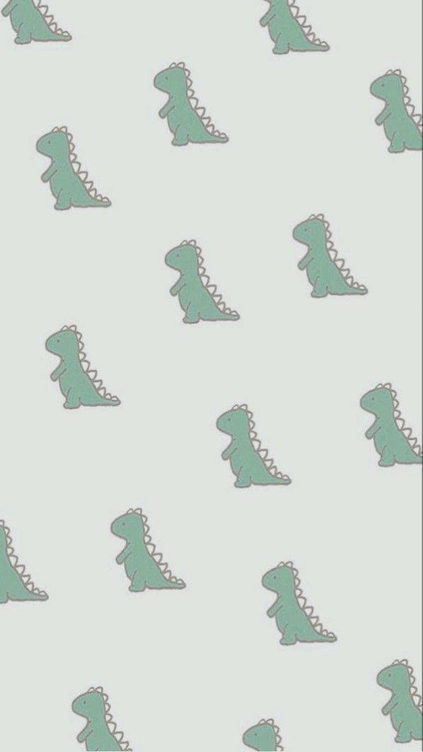 A Green Dinosaur Pattern With White Dots Background