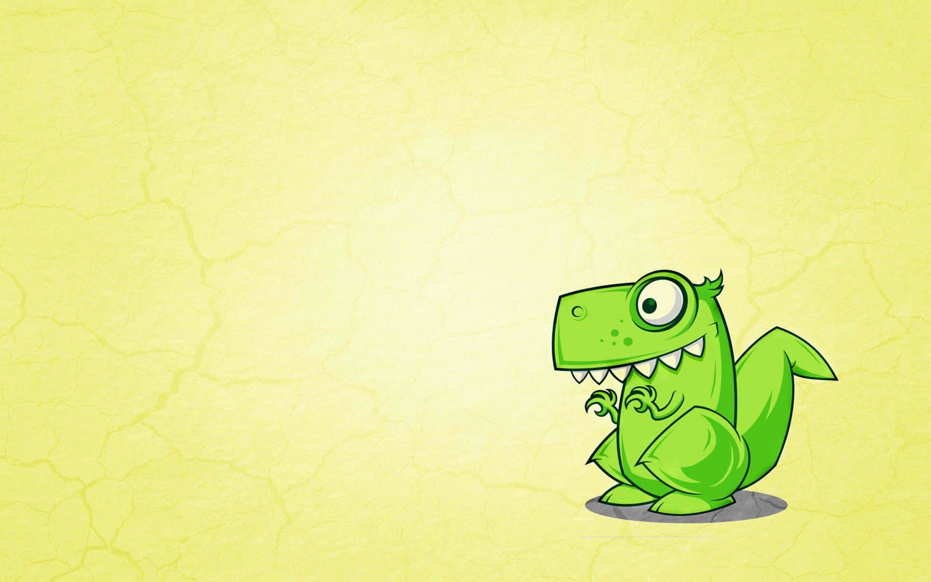 A Green Dinosaur With A Yellow Background Background